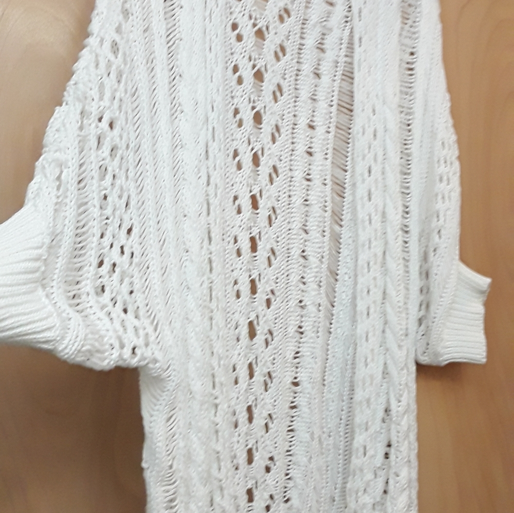 Moth Anthro White Crochet Boho Cottagecore Flowy Cardigan Top M - Picture 9 of 11
